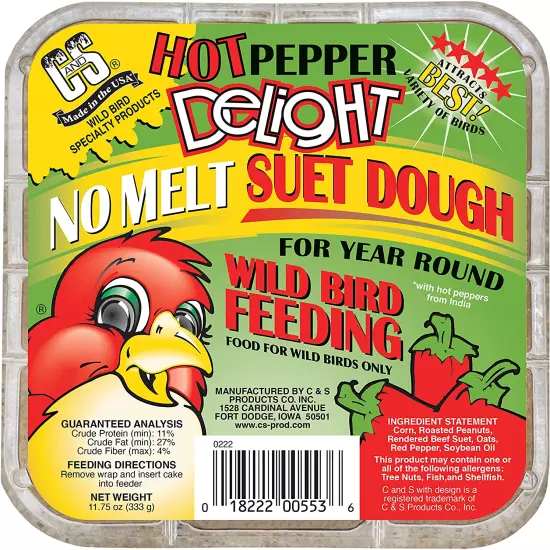 Hot Pepper Delight No Melt Suet Dough 11.75 Ounces, (Pack of 8)