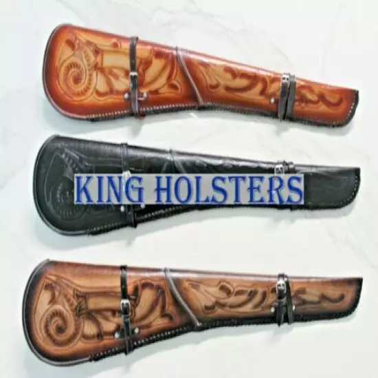 NEW Hand Tooled Rifle Scabbard Shotgun Sleeve Genuine Leather Western Hard Case