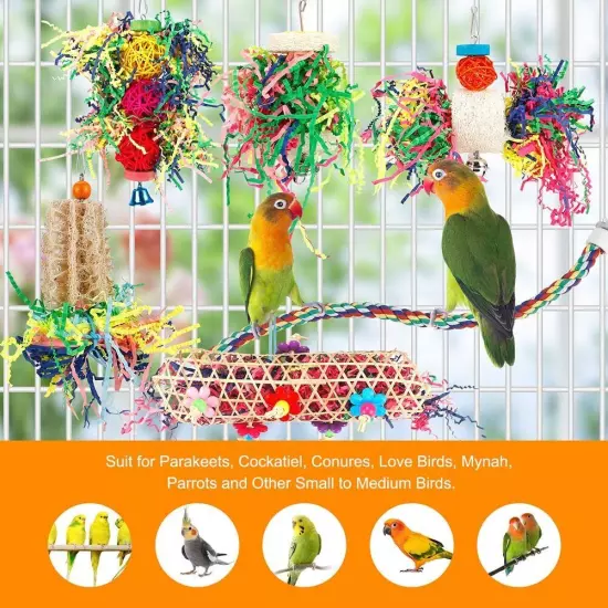 Bird Toys Shredding Foraging Parakeet Toy Chewing With Rope Perch 