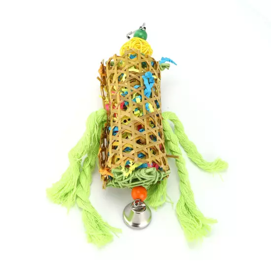 Bamboo Woven Bird Bite Toy Chew Training Paper Silk Cotton Rope Bird Hanging AD5