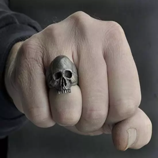 Black Horror Skull Ring Men's Jewelry Vintage Punk Biker Ring Males' Gift