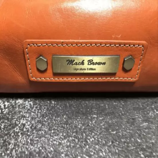 Mack Brown True Colors Burnt Orange Leather Longhorns Toiletries UT Austin TX B9