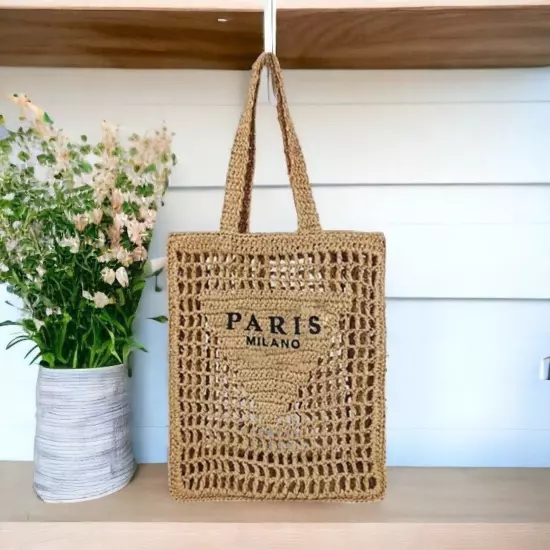 Women Raffia Straw Bag Large Capacity Casual Tote Summer Beach Bag