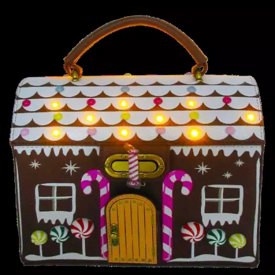 Betsey Johnson Kitsch Gingerbread House LED's Light Up Small Crossbody Bag NWT