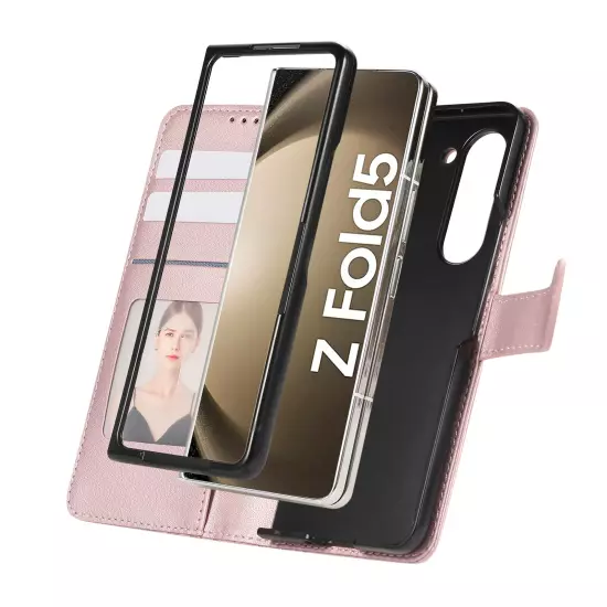 For Samsung Galaxy Z Fold6/Fold5/Fold4/3 Card Slots Folio Wallet PU Leather Case