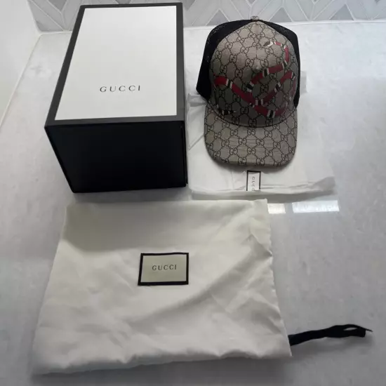 Gucci Kingsnake GG Supreme Monogram Trucker Hat