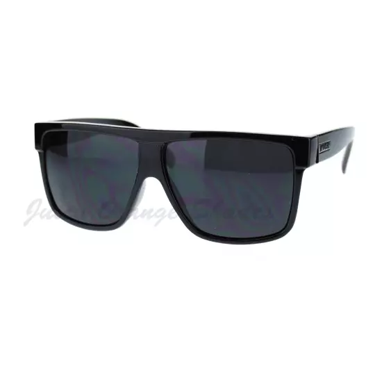 KUSH Men's Sunglasses Flat Top Square Frame Black Dark Lens