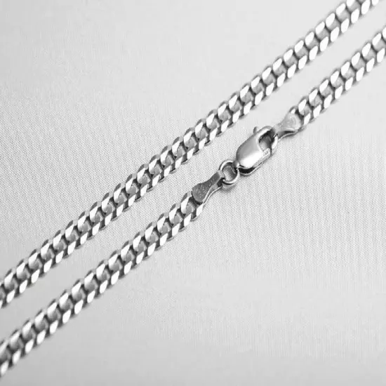 Solid 10k White Gold Men's Women 4MM-6MM Cuban Link Chain Necklace 16" 30"