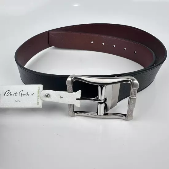 Robert Graham Mens Reversible Leather Baker Belt Black Brown RG306085 Size 38