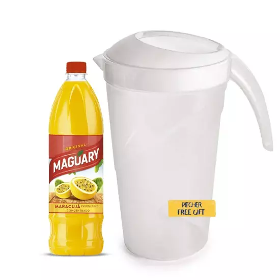 Maguary Passion Fruit Concentrate Juice 16.9 fl oz with 2 Quart Pitcher and Lid