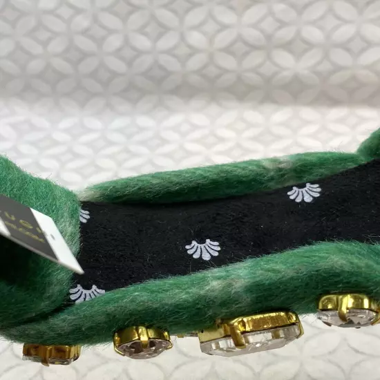 Lele Sadoughi Faceted Rectangle Crystal Plaid Knotted Headband Pine Green