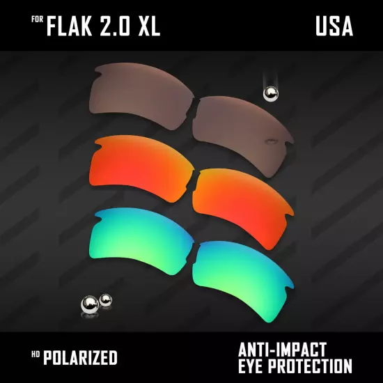 Anti Scratch Polarized Replacement Lenses for-Oakley Flak 2.0 XL OO9188 Options