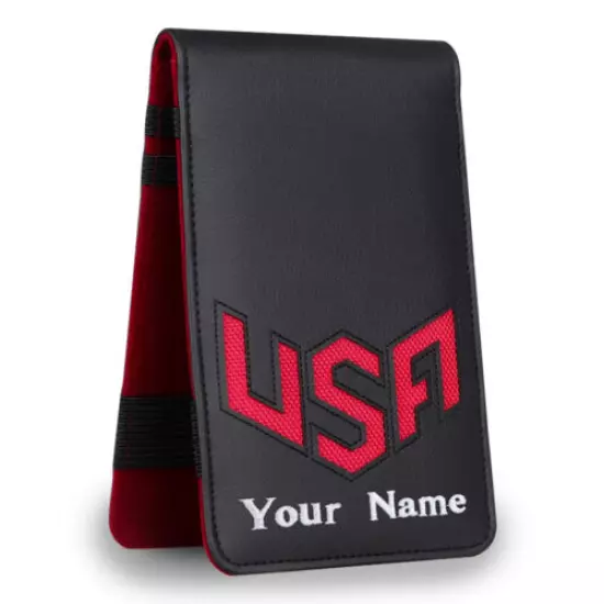 Black USA Golf Scorecard & Yardage Book Holder Cover Custom Versin Sew Your Name