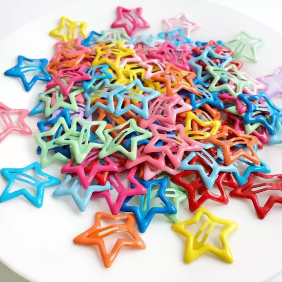 10-100pcs Y2k Star Hair Clips Women Girls Metal BB Snap Hair Pins Barrette