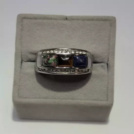 Men's Stainless Steel Size 9 Multi-Gem Ring :) :) So Cool!