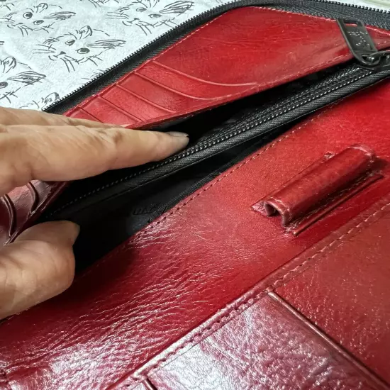 Large Leather Passport & Document Travel Wallet RED By Scully