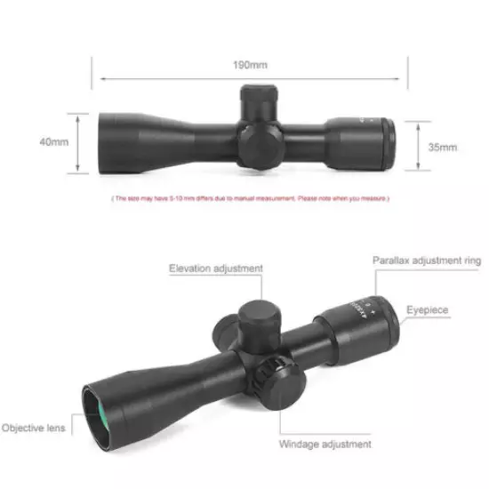 Tactical 4X32 Rifle Sniper Scope Compact Riflescopes with 20mm/11mm Rail Mounts