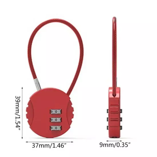 Small Travel Luggage Lock 3 Digit Combination Padlock Wire Rope Password Lock