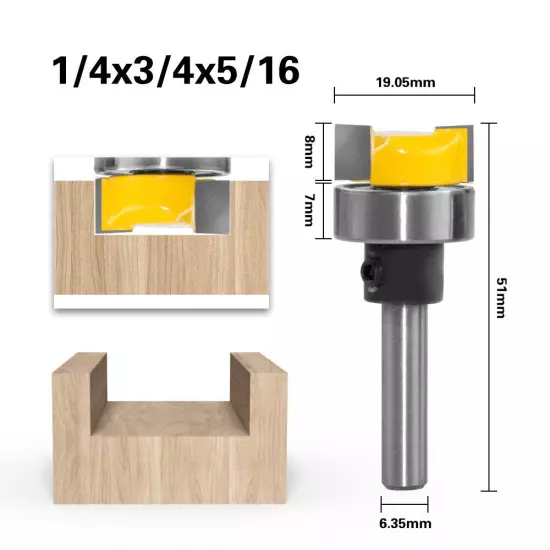 1/4" Shank Template Round Nose Core Box Bowl V-Groove Flush Trim Router Bit Set