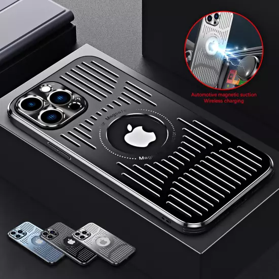 For iPhone 15 16 Pro Max 14 13 12 Magsafe Metal Shockproof Heat Dissipation Case