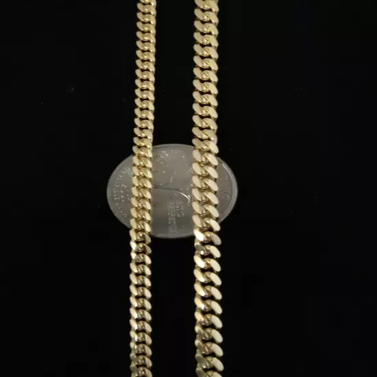 10k SOLID Yellow Gold 4mm, 5mm Miami Cuban Chain Bracelet Box Clasp Lock Real 