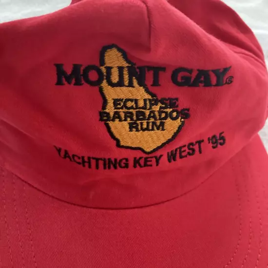 Mount Gay Rum Bardados Hat Cap Strap Back Key West 1995 Red Adjustable