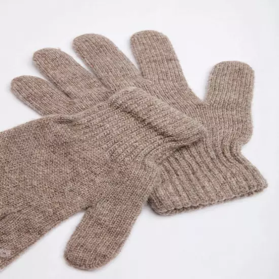 Light Brown Yak Wool Adult's Gloves