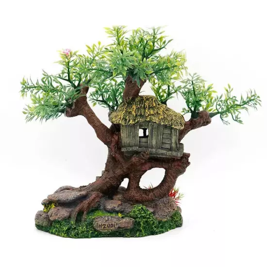 Aquarium Ornament Tree House Hiding Fish Cave For Fish Tank