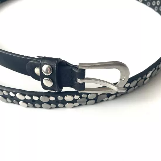 Black Leather Studded Belt Size L