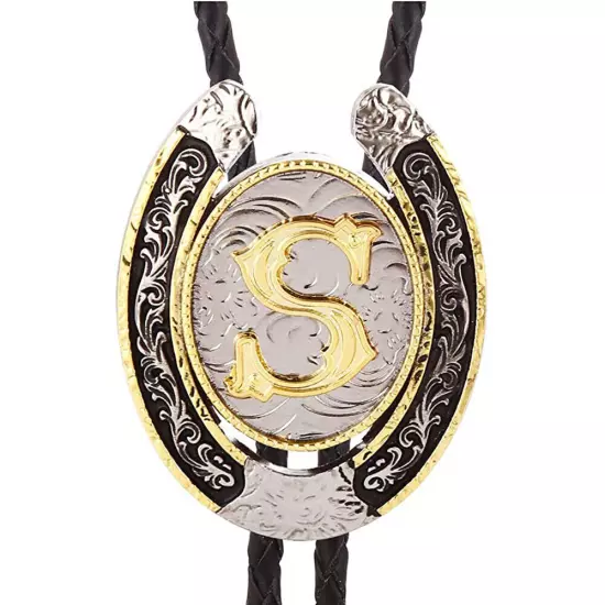 Bolo Tie for Men- Golden Initial Letter A to Z Western Cowboy Bolo Tie for Women