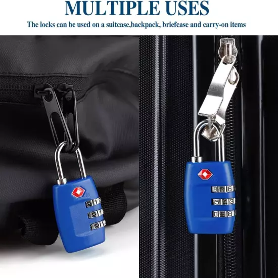 TSA Luggage Locks (4Pack) - 3 Digit Combination Padlocks - Approved Travel Lock 