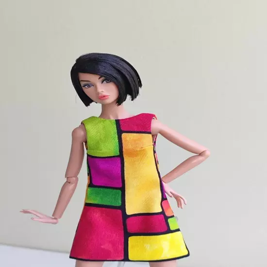  Yellow And Red Color Block dress for Poppy Parker, Nu face, Nippon by Olgaomi