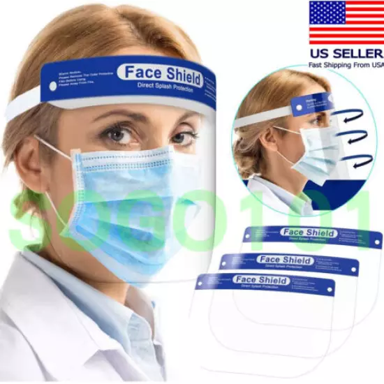 10 PCS ADULT Full Face Shield Reusable Protection Cover Face Eye Cashier Helmet