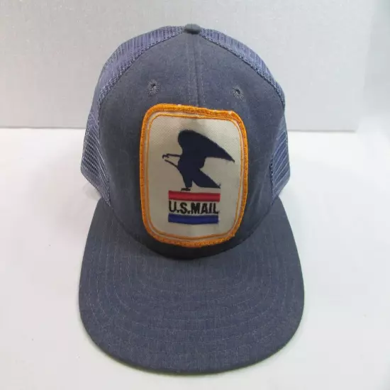 Vintage US Mail Embroidered Patch Snapback Trucker Mesh Hat Made In USA