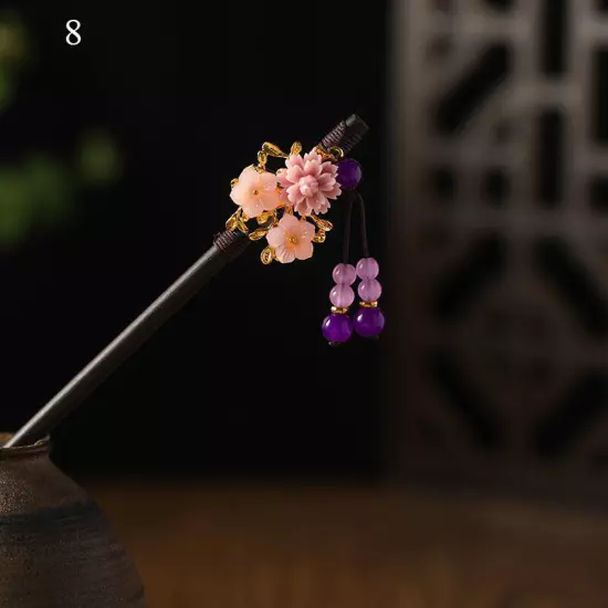 Womens Flower Wooden Chopsticks Hair Hairpin Hair Stick Chinese Style Retro❥