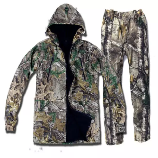 NEW Bionic Camo Fleece Thermal Winter Hunting Ghillie Suit Warm Jacket Pant Set