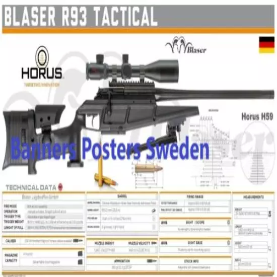 BLASER R93 Banner 3x5ft Poster Rifle Tactical Optics Sniper Scoope M492 Gun