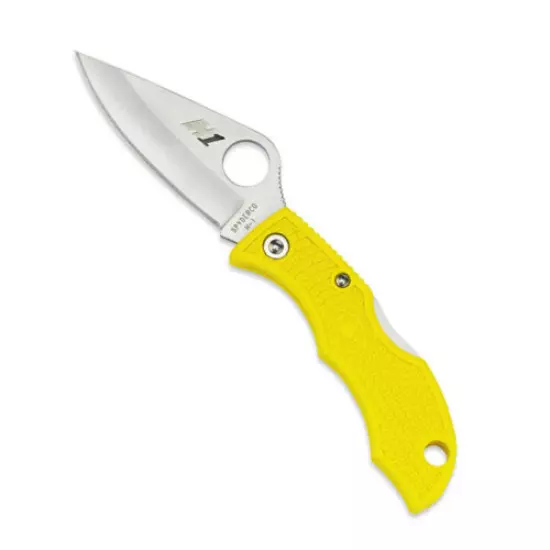 Spyderco LYLP3 Ladybug 3 Salt FRN Knife with Steel PlainEdge Blade - Yellow