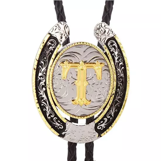 Bolo Tie for Men- Golden Initial Letter A to Z Western Cowboy Bolo Tie for Women