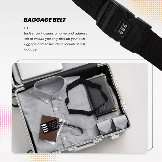 2X(Adjustable Luggage Suitcase Strap Baggage Belt Tie Down Travel Secure3766