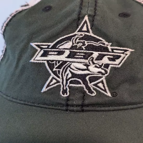 PBR Bull Riding Riders Hat Cap Green Strapback Adjustable Mesh Distressed