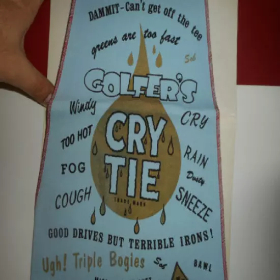 GOLFER'S CRY TIE 1968 Art Anson Giant Life Size Golf Golfing Gag Party Gift