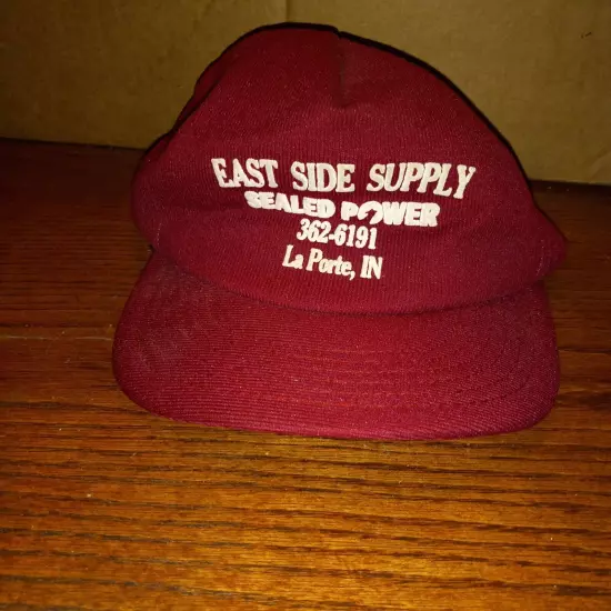 Vintage East Side Supply Laporte Indiana Cap Hat Trucker Red White Adjustable