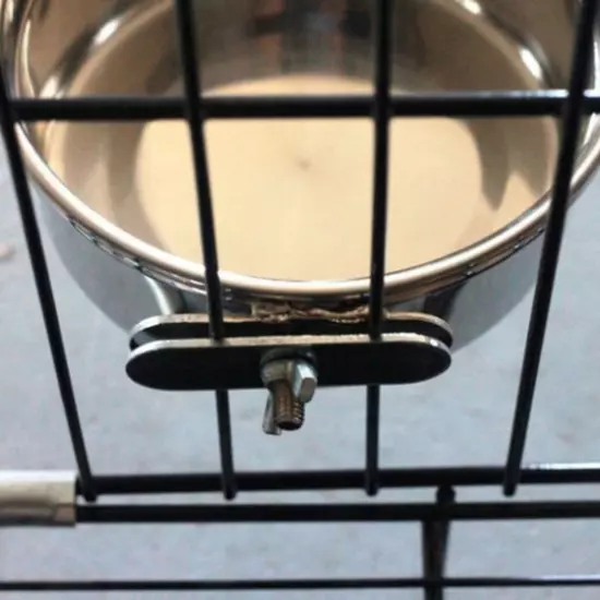 Stainless Steel Parrot Feeding Bowl With Rattan Ball For Hamster Small Animals