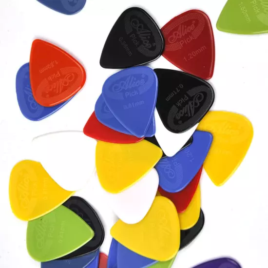 Lots of 100pcs Alice AP-G Projecting Nylon Guitar Picks Anti-Slip Mixed Colors