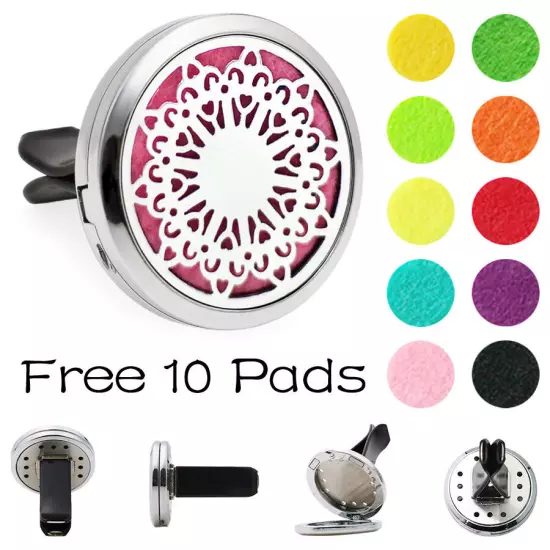 Car Diffuser Vent Clip Air Freshener Essential Oil Aroma diffuser Locket 10Pads 