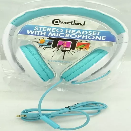 Gaming Headphones Headset w/ Microphone 3.5mm Wired Kids ( White / Teal ) TF