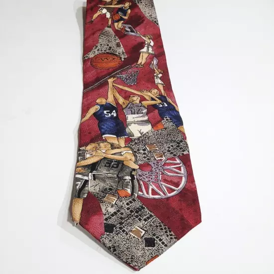 BASKETBALL Theme Pattern Coach Player All Business SILK Necktie Samuel & Sons