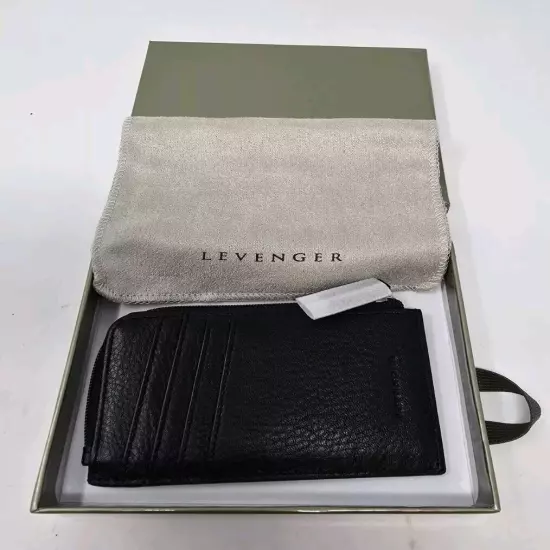 Levenger RFID Passcase Card Holder Wallet Black Leather New