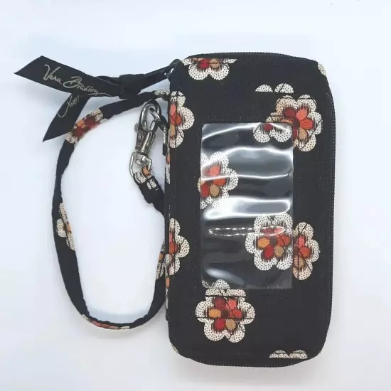 Vera Bradley PRIOUETTE Black Retired Pattern Coin & ID Purse Wristlet Strap 